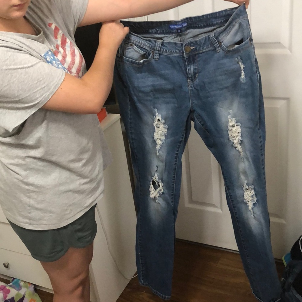 Blue ripped jeans
